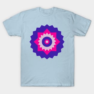 Boho Abstract Bright Pink and Blue Flower T-Shirt